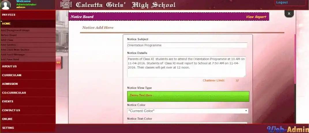 Full Dynamic School Website