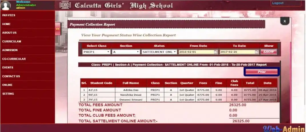 School Fees Collection Website